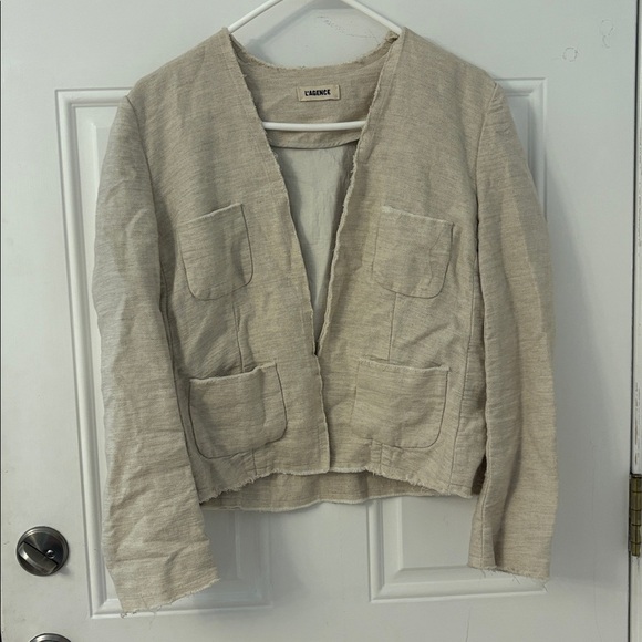 L'Agence | Oatmeal Cotton and Linen Blend Blazer sz 6 - Picture 2 of 8